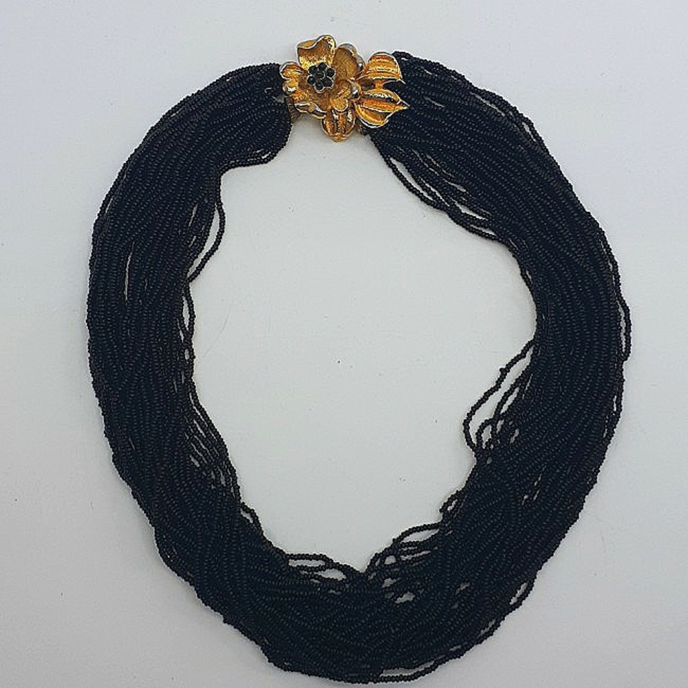 Vintage 1930s Beaded Multi Strand Evening Wear Necklace